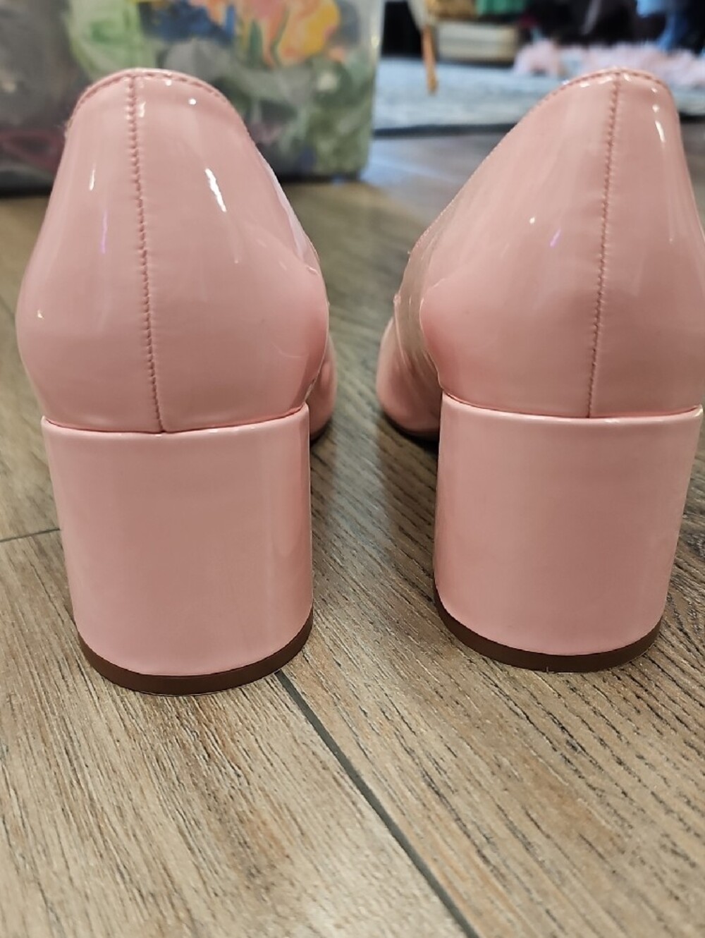 Journee Collection Glossy Light Pink Mary Jane Block Heels - Picture 5 of 10